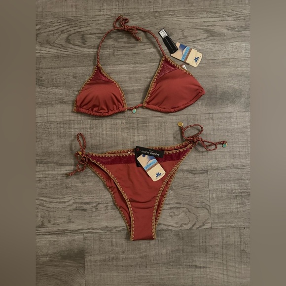 NWT Banana Moon Burnt Pink Bathing Suit with Crochet Trim - Picture 1 of 16